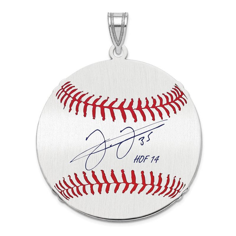 Sterling Silver Frank Thomas Signature Lg Enamel Baseball Pendant